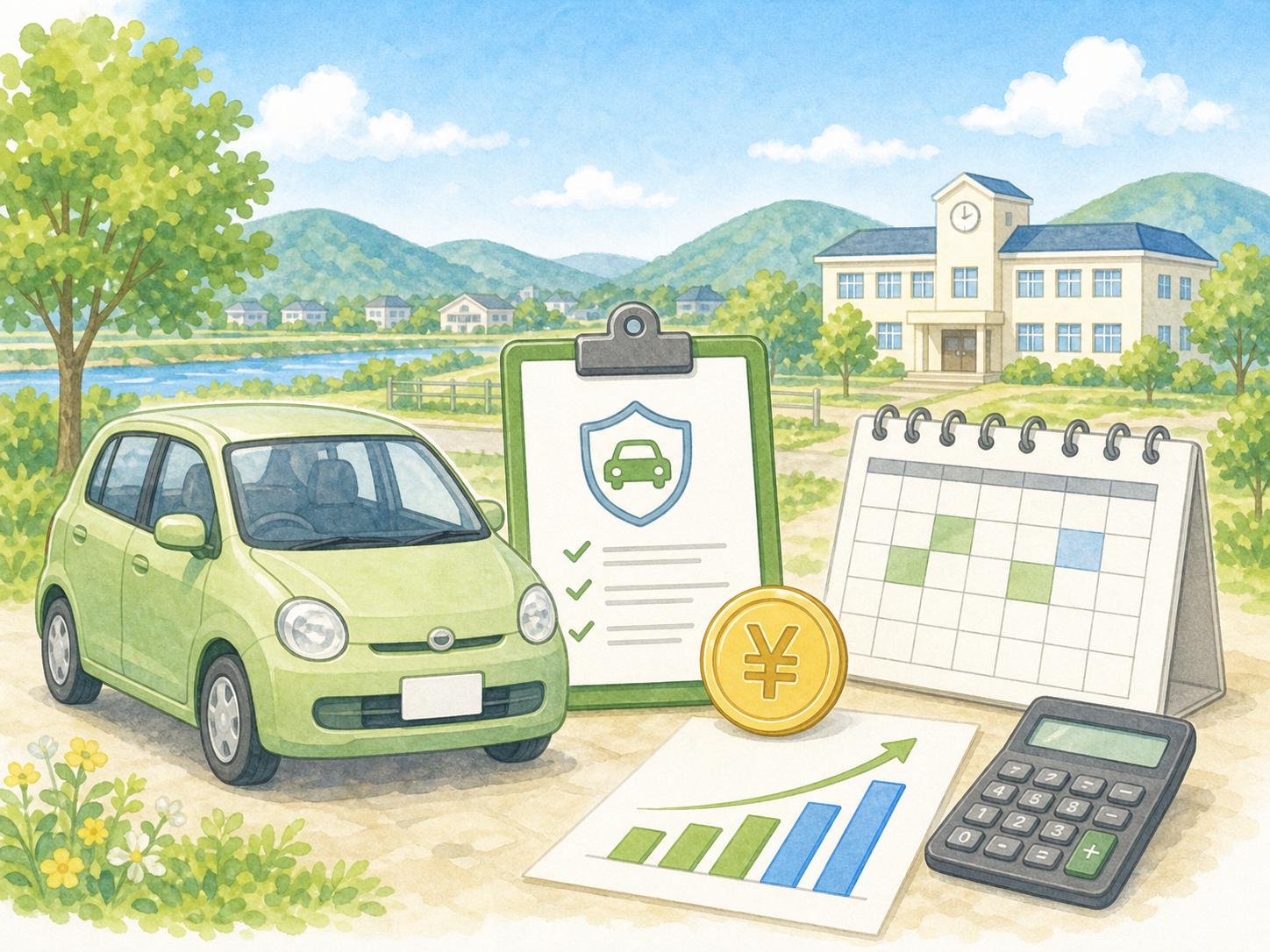 新潟の車通勤と冬支出を整理するイラスト